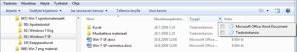 Tiedostojen kuvakkeet Napsauta kansio auki niin näet resurssienhallinnan tiedostoruudussa kansion sisällä olevat tiedostokuvakkeet eli tiedostot (Files) ja alikansiot (Subfolders).