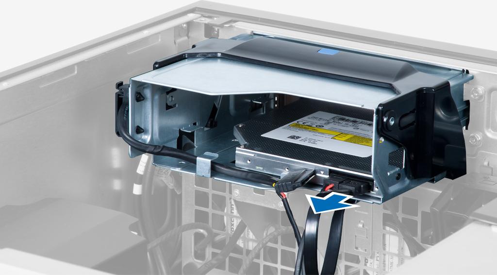 Noudata Tietokoneen sisällä työskentelyn jälkeen -kohdan ohjeita. Optisen Slimline-aseman irrottaminen 1.