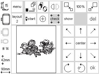 26 Kuviot ja toiminnot Kuvion koon tarkistus Kuvion koon tarkistus avaa layout 1 paina "tarkista" check kehys siirtyy taaksepäin siten, että se on tunnistettavissa (kehyksen hampaat ja tunnistin