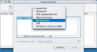 Ohjainten ja ohjelmien asentaminen Macintosh 10 Mac OS X 10.2.4-10.3.x -käyttäjät: Valitse alla olevan kuvan mukaisesti.