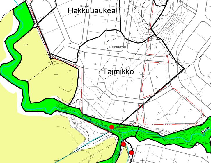 6.2 Luonnonympäristö Purolaakso (Brännmalmsbäcken) on metsälain tarkoittama merkittävä elinympäristö. Se on myös tärkeä liito-oravan kulkuyhteys ( kohta 3.121 ja liite 2).