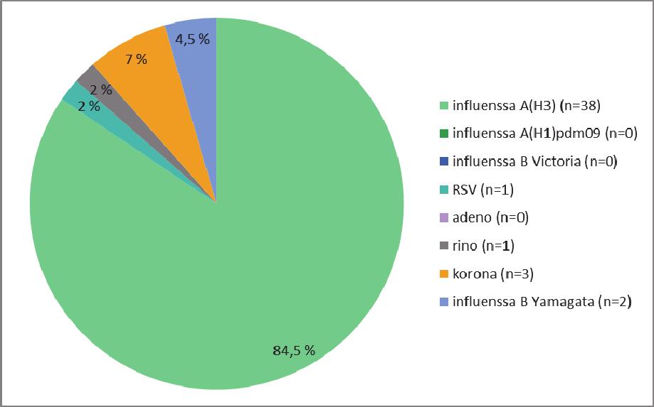 2.3.1 Vakavien, tehohoitoa vaativien influenssavirusinfektioiden seuranta Kauden 2016 2017 aikana hengitystie-eritenäytteitä saatiin 80 potilaalta, joilla oli vakava, tehohoitoa vaativa akuutti