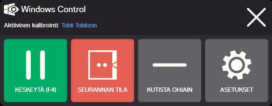 3 Käyttö Tobii Dynavo Windows Control Tobii Dynavo Windows Control -tilan ansiosta käyttäjä voi ohjata tavallista Windows-käyttöjärjestelmää kahden vaiheen valintamenetelmällä, joka auttaa