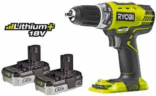 Toimitusmyyntituote(rahti lisätään tuotteen hintaan) 2995, Ryobi Akkuporakone RCD18-LL20S 18V ONE+sarjan jämäkkä peruskone 2:lla akulla(2x 2,0Ah), laturilla ja