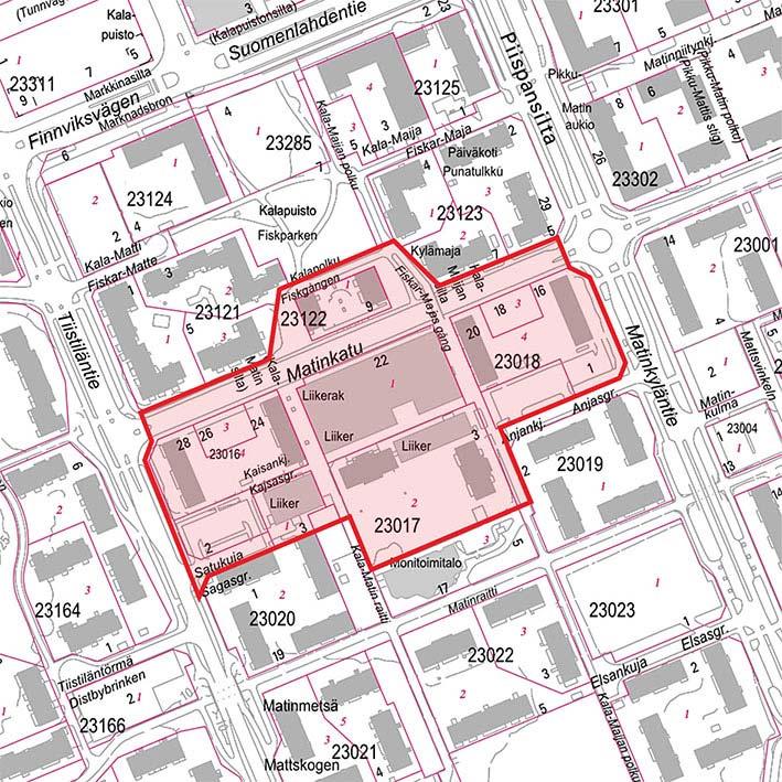 3 (23) Kuva 1. Matinmetsän ja Satukujan suunnittelualueiden sijainti ja karkea rajaus. 1.2 Työn lähtökohdat ja tavoitteet Tehtävänä oli laatia kunnallistekninen yleissuunnitelma asemakaavan muutosalueille.