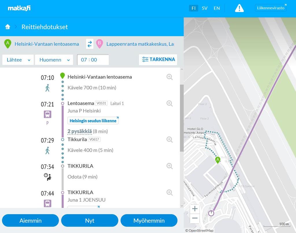 Aikataulut: GTFS Jokainen kaupunkiseutu tuottaa aikataulutietonsa GTFS-muodossa Aikataulut ladataan joko suoraan tai LMJ:n kautta Digitransitiin GTFS:ssä ja sen laajennoksissa on mahdollisuus useille