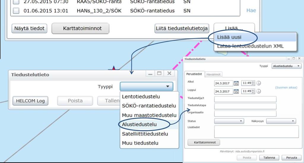 Esiin avautuu Tiedustelutieto-ikkuna (Kuva 4-52), jonka oikeaan yläkulmaan valitaan tiedustelun tyyppi.