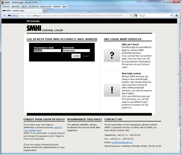 Syötä sivulla oleviin kenttiin käyttäjätunnuksesi ja salasanasi. Klikkaa tämän jälkeen LOGIN-painiketta.