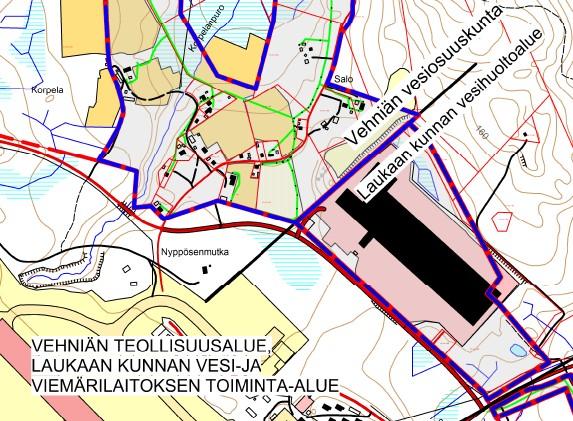 Kuva: Vesihuoltoverkosto 3.8 Ympäristönsuojelu ja ympäristöhäiriöt Suunnittelualue sijaitsee Tikkakosken lentoaseman välittömässä läheisyydessä ja se sijaitsee maakuntakaavan 4.