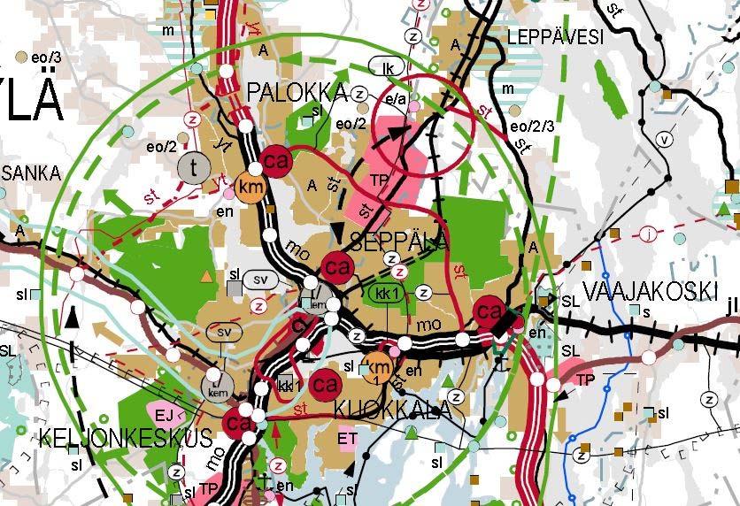 69:065 / VANHAN VAAJALAN ASEMAKAAVAN MUUTOS 2 / ASEMAKAAVASELOSTUS 13.4.2017 (16) 2.2 SUUNNITTELUTILANNE 2.2.1 Kaava-aluetta koskevat suunnitelmat, päätökset ja selvitykset Maakuntakaava Alueella on voimassa maakuntavaltuuston 16.