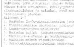 ERITTELY (tmk) - INVESTOINTILUOKKA I Valttamattd- - - Rationa- - - l I I Kairaus 171 tmk Näytteiden analysointi 18 " Rikastuskokeet 70 " Mittaukset, valvonta, raportointi 43 " Investointikustannukset