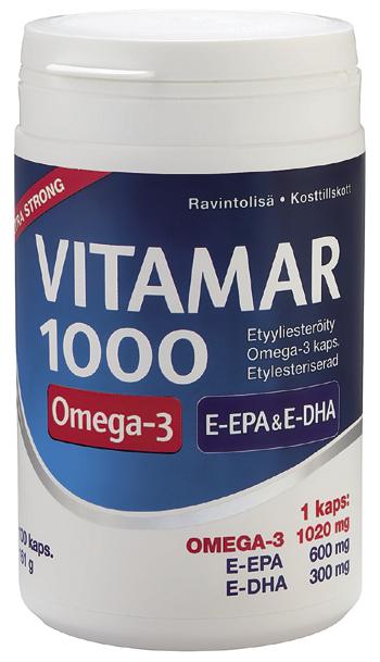 Omega-3 sydämelle, silmille ja aivoille VITAMAR 1000 EPA ja DHA edistävät sydämen normaalia toimintaa.