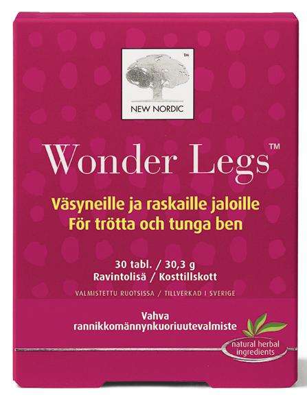 Väsyneille jaloille WONDER LEGS Sisältää luontaisia proantosyanidiineja (OPG), jotka voivat helpottaa raskailta tuntuvia ja väsyneitä jalkoja ylläpitämällä jalkojen hyvää