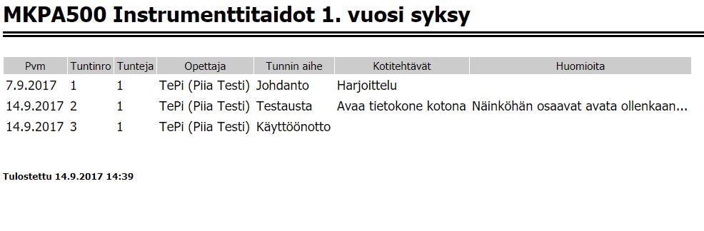 Sivu 12 / 14 Tuntipäiväkirja säilyy Wilmassa muokattavissa vielä arvioinnin toimeenpanon jälkeen siihen asti, kunnes arviointikirja arkistoidaan.