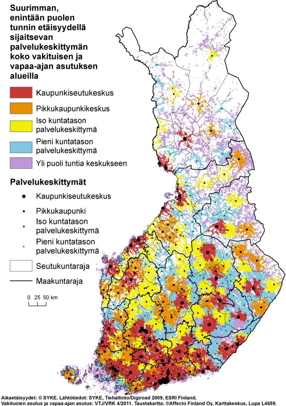 Vaikutussuhde toimii myös toisinpäin: palvelualat hakeutuvat sinne, missä on ihmisiä.