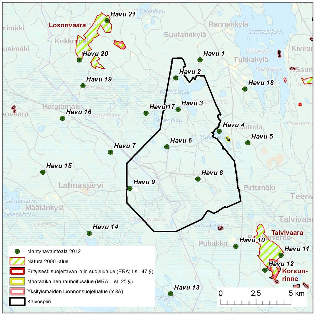 2 2. AINEISTO JA MENETELMÄT 2.1 Havaintoalat Tutkimus toteutettiin yhteensä 21 mäntyhavaintoalalla (Kuva 2-1) ja 34 sammal- ja humusnäytealalla (Kuva 2-2).