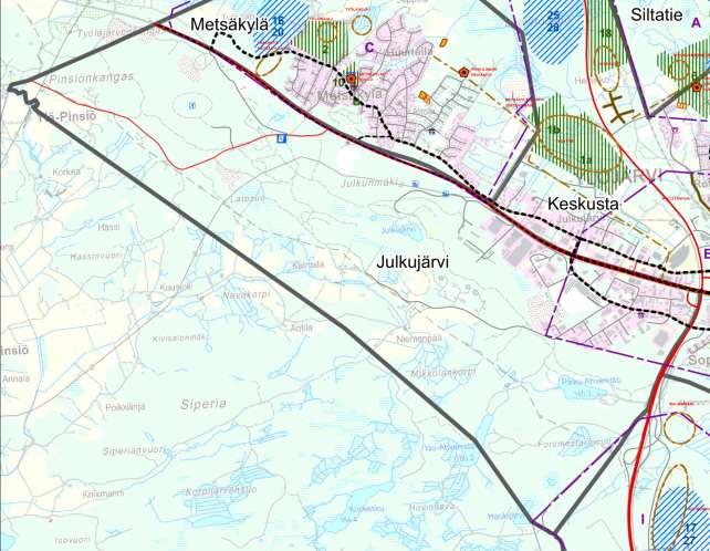 40 Julkujärvi Alueen kuvaus Osa-alue koostuu Soppeenmäen harjun teollisuusalueesta ja virkistysalueista. Soppeenmäen teollisuusalue on toiminnallisesti osa kaupunkikeskustaa.