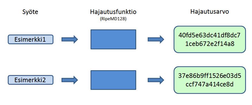 Kuten kuva 1 osoittaa, vaihtoehtoinen suomenkielinen termi hash value sanalle, tiiviste, voisi olla harhaanjohtava: jos syöte on lyhyempi kuin tiivisteen pituus tietoa ei niinkään tiivistetä kuin