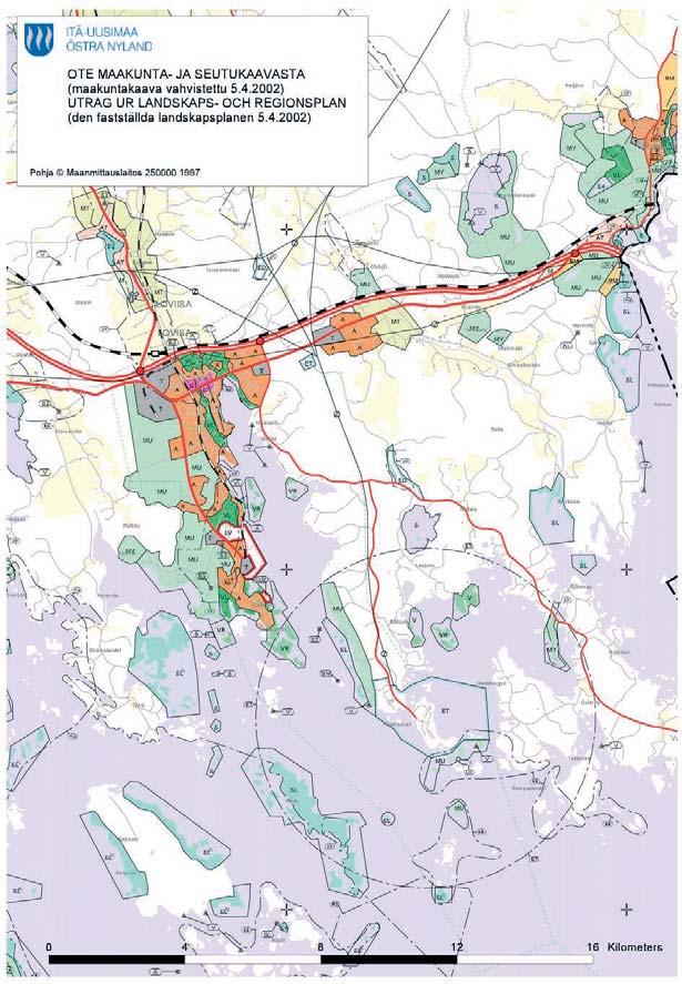 Kuva 3.2 Ote maakunta- ja seutukaavayhdistelmästä 3.1.3 Yleiskaava Kaavoitettavalle alueelle Loviisan kaupunginvaltuusto on hyväksynyt rantaosayleiskaavan 13.11.