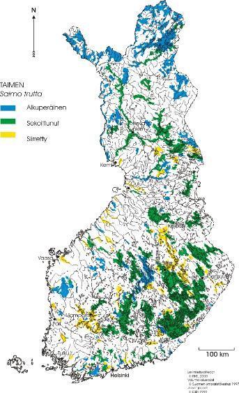 - Inarijärvi käytännössä ainoa vahva vesistö, sielläkin jokikohtaista vaihtelua.