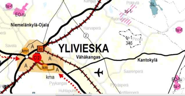 FCG SUUNNITTELU JA TEKNIIKKA OY KAAVASELOSTUS 9 (79) Kuva 5. Ote Pohjois-Pohjanmaan 1. vaihemaakuntakaavan ehdotuksesta. Suunnittelualueen sijainti on osoitettu likimääräisesti punaisella rajauksella.