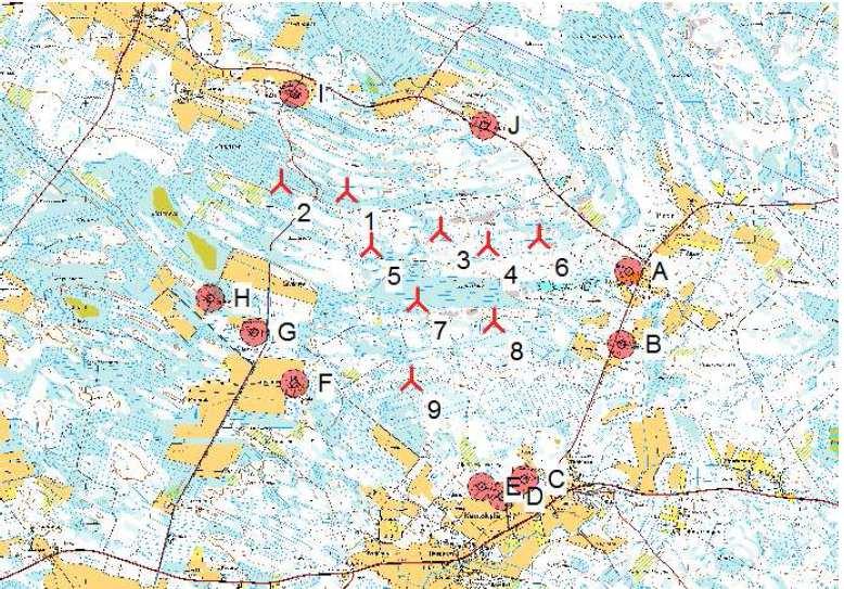 FCG SUUNNITTELU JA TEKNIIKKA OY KAAVASELOSTUS 58 (79) Matalien taajuuksien melumallinnusten tulokset ehdotusvaiheessa: Tuulivoimalamelu sisältää myös matalataajuisia komponentteja.