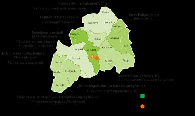 Kuvio 3. Etelä-Pohjanmaan ravitsemusterapian ostopalvelut 2017 (Henkilökohtainen tiedonanto: Ravitsemusterapiayksikkö 2017).