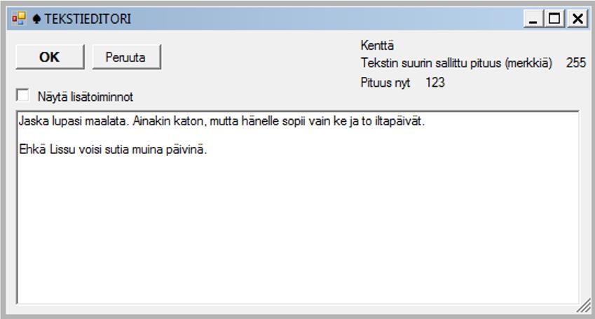 Esimerkkejä mitä sarakkeita rivillä voi olla Nimike,Määrä, Yksikkö, á-hinta, Valuutta, RiviHinta, Projekti, Littera, Kustannuslaji, Rivikuvaus, InfoTeksti (sisäiseen käyttöön), Organisaatio (esim.