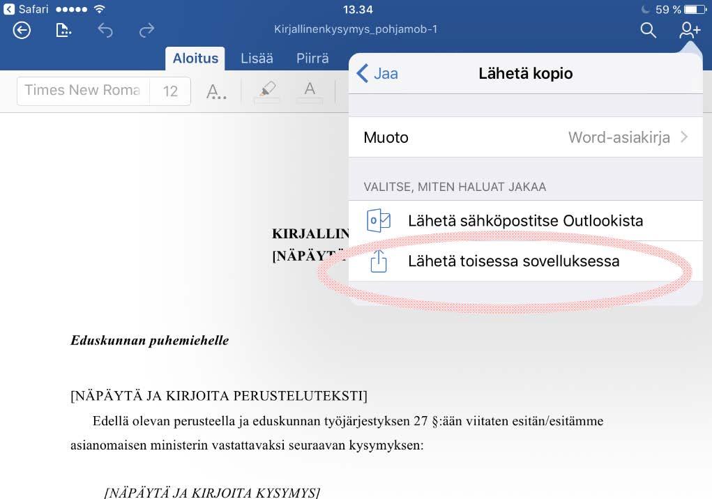5 Lähetä toisessa