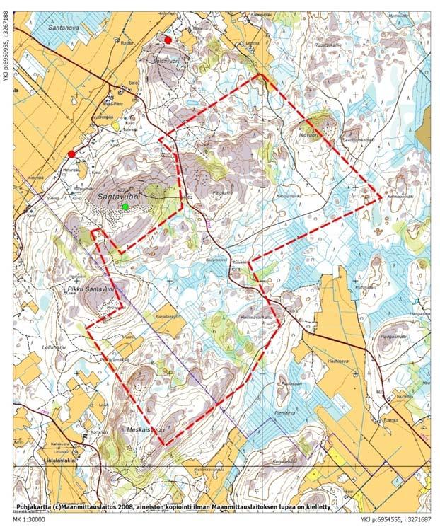 6.5. Ilmajoki-Kurikka Kartta Ilmajoki-Kurikan tuulivoimapuistoalueesta Tuulivoimapuistoalue on
