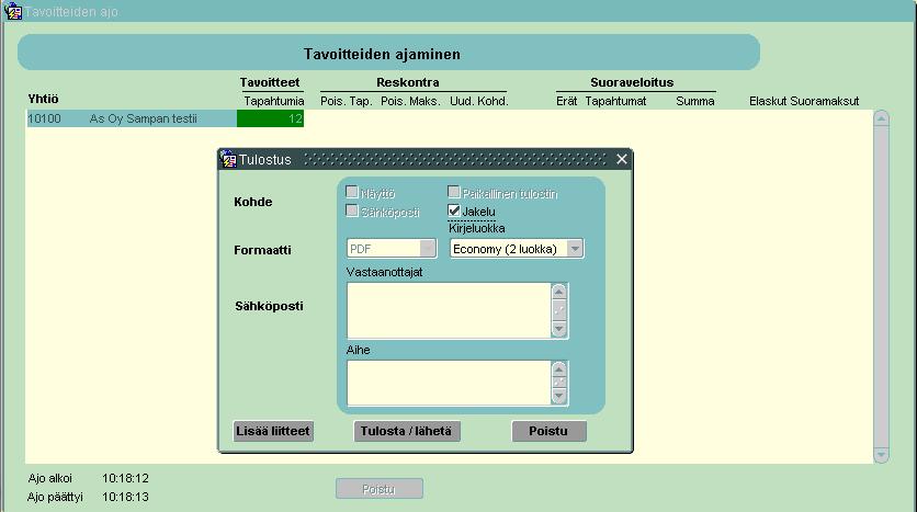 Voit tarkastella tallennettuja liitteitä valitut välilehdellä. Täällä voit myös vaihtaa liitteiden järjestystä nuolinäppäimillä.
