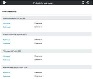 3. Verkonhallinta 3.1 Projektorin web-ohjaus (jatkuu) 3.1.4 Portin asetukset Määrittää verkkoviestintäportin.