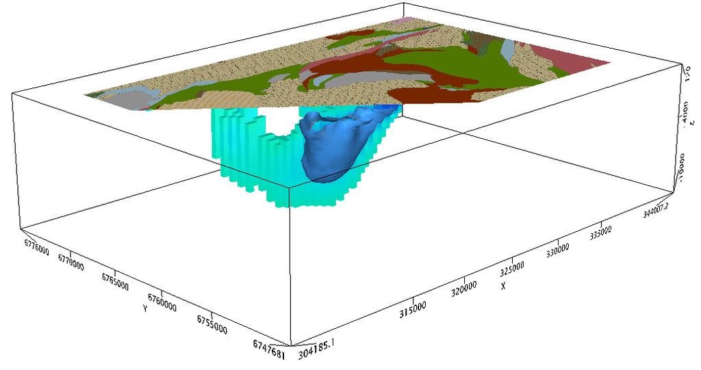 GEOLOGIAN TUTKIMUSKESKUS 86/2015 22 liukuvasta inversiosta on vaikea eristää selkeärajaisia kappaleita, ja paras tulos saadaan tarkastelemalla inversiomalliverkkoa rajattujen kappaleiden sijaan.