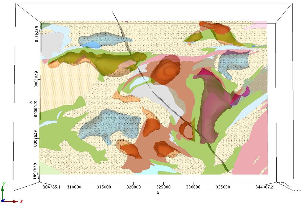 GEOLOGIAN TUTKIMUSKESKUS 86/2015 29 4.5 Vertailu heijastusseismiseen aineistoon Kuva 34. Heijastusseismisen linjan kulku tutkimusalueen halki.