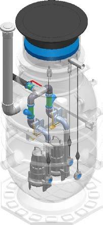 Pumppaamot kiinteistöjen jäte-, salaoja- ja sadevesille LVI-numero 36014 Pumppaamo PW 1000/600 Pumppaamosäiliö rotaatiovalettua PE-muovia.