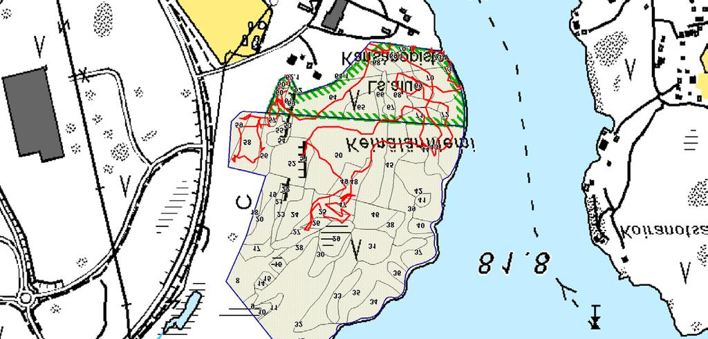 200 m Kuva 9. Kartoituskuviot ja kuljettu reitti. Arvio kohteen kartoitustehokkuudesta Keinälänniemen lajistosta saatiin kartoituksen aikana hyvä yleiskuva.