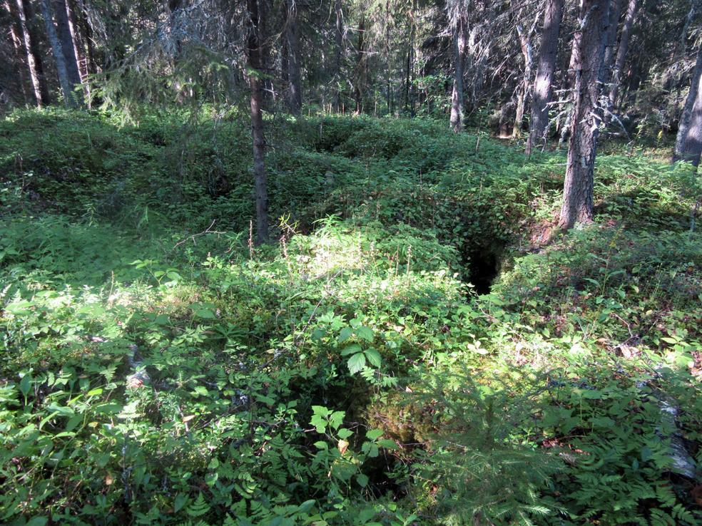 18 Rakenne 4 rakennuksen perustus: pohja-alaltaan suorakaiteen muotoinen, luodekaakkosuuntainen ja kooltaan 13 x 5 m seinävallin reunoista mitattuna. Vallin korkeus on n.