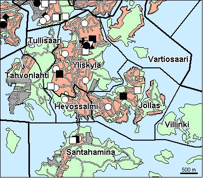 63 Laajasalon peruspiiri Copyright Helsingin kaupunki, Kaupunkimittausosasto 36 /23 Genimap Oy, Lupa L5475/3 Asukastiheys h/km2 Asuntojen keskikoko m2 Asuntokuntien keskikoko Korkeakoulututkinto 15 1