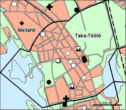 14 Taka-Töölön peruspiiri Copyright Helsingin kaupunki, Kaupunkimittausosasto 36 /23 Genimap Oy, Lupa L5475/3 Asukastiheys h/km2 Asuntojen keskikoko m2 Asuntokuntien keskikoko Korkeakoulututkinto 15