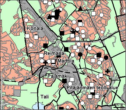 24 Pitäjänmäen peruspiiri Copyright Helsingin kaupunki, Kaupunkimittausosasto 36 /23 Genimap Oy, Lupa L5475/3 Asukastiheys h/km2 Asuntojen keskikoko m2 Asuntokuntien keskikoko Korkeakoulututkinto 15