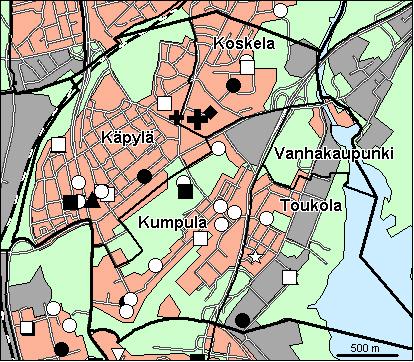 35 Vanhankaupungin peruspiiri Copyright Helsingin kaupunki, Kaupunkimittausosasto 36 /23 Genimap Oy, Lupa L5475/3 Asukastiheys h/km2 Asuntojen keskikoko m2 Asuntokuntien keskikoko Korkeakoulututkinto