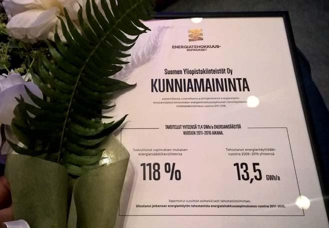 Mukana energiatehokkuussopimuksessa SYK oli mukana edellisellä sopimuskaudella 2011 2016 Kiinteistöalan energiatehokkuussopimuksen (TETS) myötä asetettu 6 % säästötavoite saavutettiin etuajassa v.