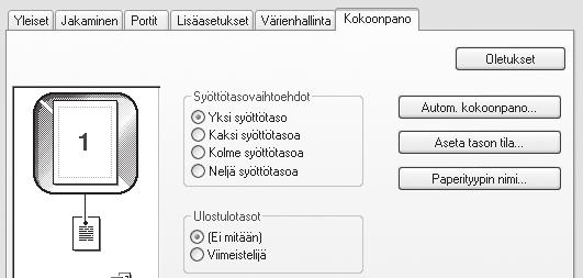 TULOSTINOHJAIMEN ASENNUS 4 Napsauta [Autom. kokoonpano]-painiketta.