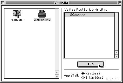 MAC OS 9.0-9.2.2 7 Lue viesti ikkunassa ja napsauta sitten [Jatka]-painiketta. PPD-tiedoston asennus käynnistyy.