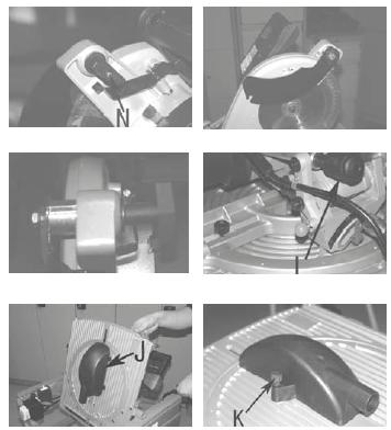 The riving knife has to be moved to the right as shown in the picture so that it is parallel with the blade. - Use different groove than with table saw.