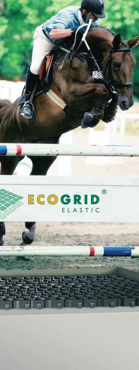 ECOGRID ELASTIC S50 absorboi erittäin hyvin hevosten kavioiden aiheuttamat kovat iskut. Yli 200 kaarevaa tankoa/m2 tarjoavat enemmän jjoustavuutta.