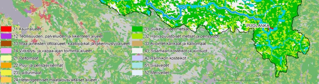 Toisaalta vesistön yläosalla asutus tulee vähenemään (taulukko 5).