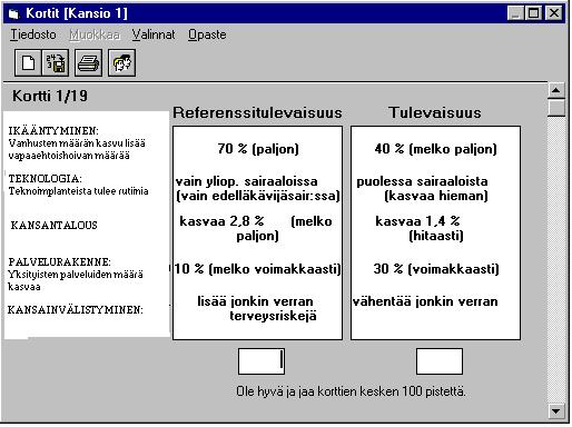 Kuva 4. Esimerkki Conjoint kortista Kun attribuuttien indikaattorit ja tason valittiin, alkoi varsinaisten Conjoint -korttien tekeminen.