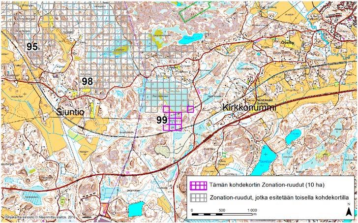 Kirkkonummi, Zonation-aluetunnus 99 KIRKKONUMMI (99) Alue sijaitsee Kirkkonummen länsiosassa Vuohimäen kylässä lähellä Siuntion rajaa.