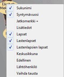 Näytä valikko saadaan esiin myös hiiren oikealla näppäimellä jonkin pallukan päältä.